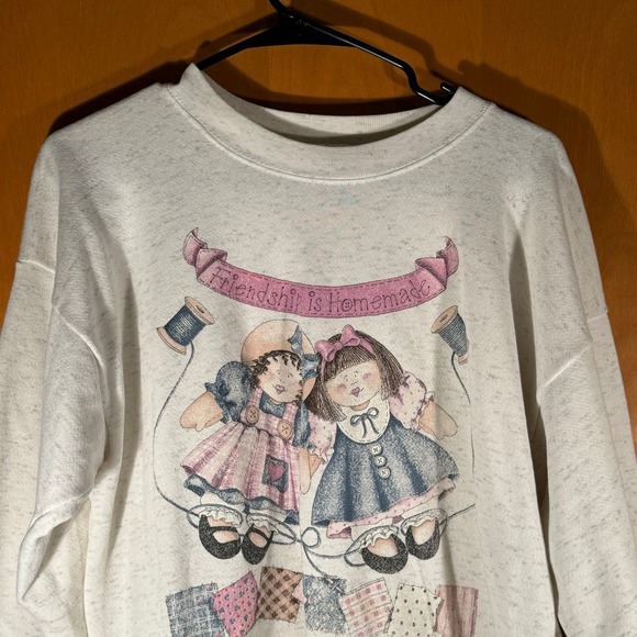 Vintage Tultex Crewneck Sweater “Friendship is Homemade” Doll Women’s‎ XL - Picture 2 of 8